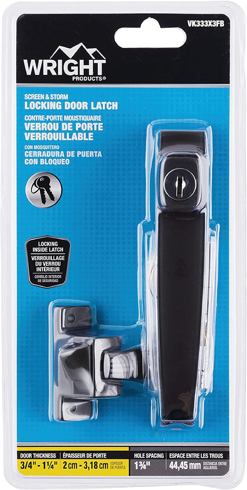 Wright Products - Tie Down Keyed Push Button Door Latch for Screen and Storm Doors, Florida Bronze - Image 2
